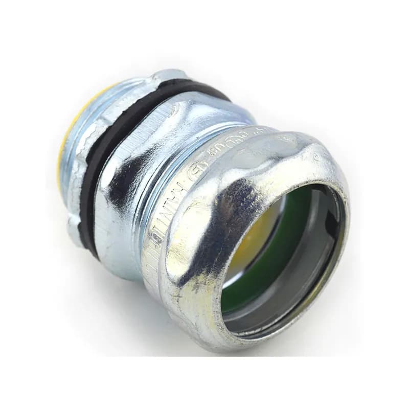 Connector, Compression, Steel, Insulated Throat - 105 Degree C, Size 1-1/4 Inch