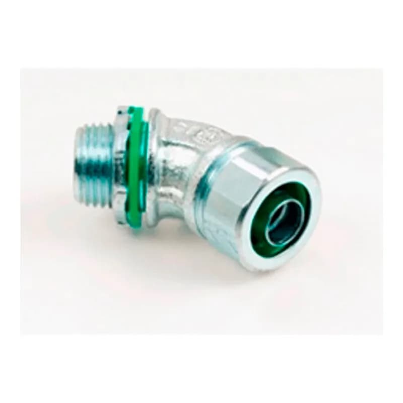 Connector, Liquid Tight, 45 Degree, US Steel, Size 3/4 Inch, Insulated Throat