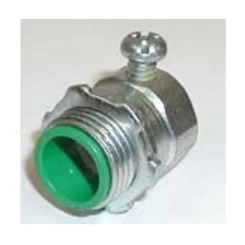 Connector, Set Screw, Made in the USA Steel, Insulated Throat, Size 3/4 Inch. Rated 105 Degree C