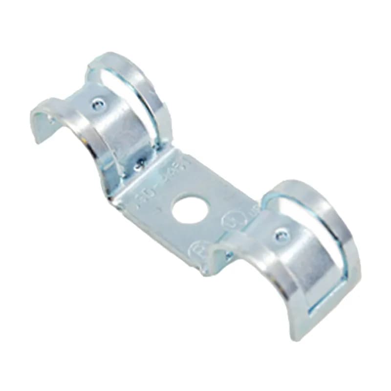 NSI Industries USD-4461 - Mighty-Hold™ Dual Universal Steel One Hole Strap. Accomodates sizes 14/2 to 10/3 AC/MC/MCIA in Steel and Aluminum. FMC Steel and Aluminum in 3/8" trade side.