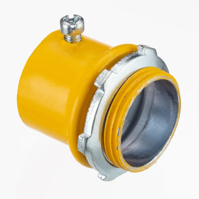 EMT Connectors, Color-Coded, Steel, Yellow, Size 1-1/2"