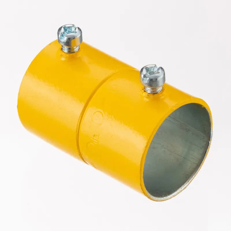 EMT Couplings, Color-Coded, Steel, Yellow, Size 1-1/4"