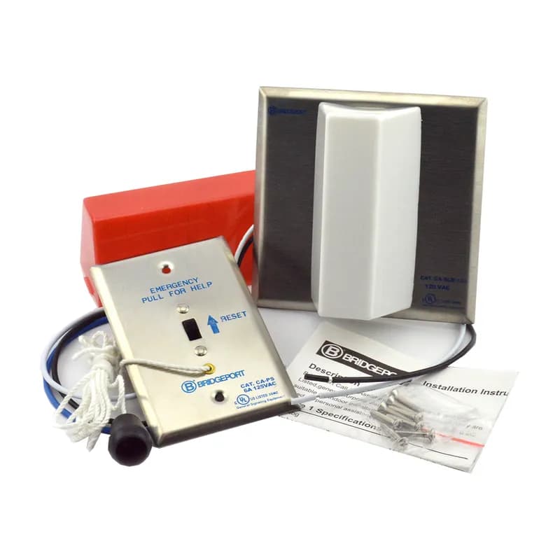 Call for Assistance 120 VAC Dome Light with Buzzer, Red and White Lens, Activation Switch and Transformer