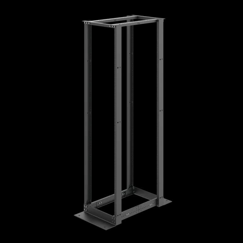 Open Frame Rack 4-Post 45U Tapped, 84.00x20.25, Black, Aluminum