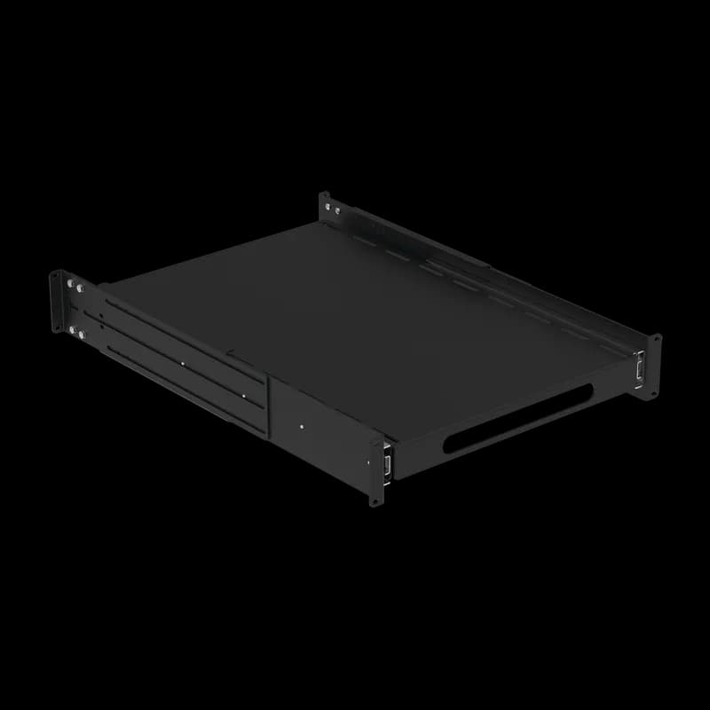 Rack-Mount Sliding Shelf, 19in, 2U, fits 600-800, Black