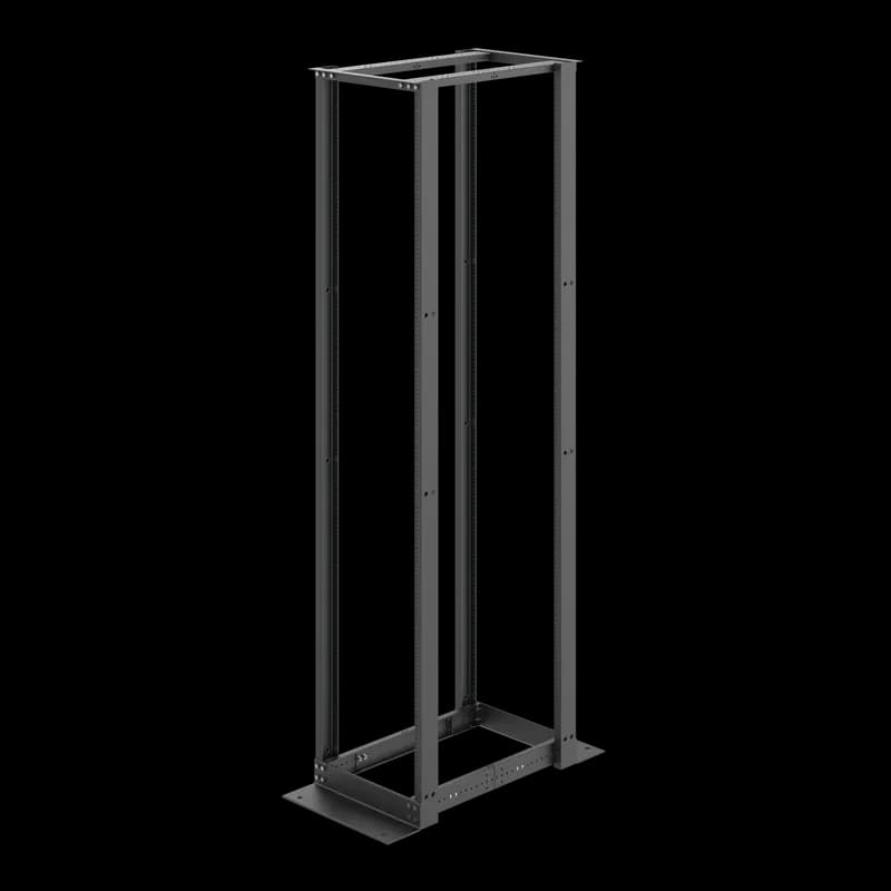 Open Frame Rack 4-Post 51U Tapped, 96.00x20.25, Black, Aluminum