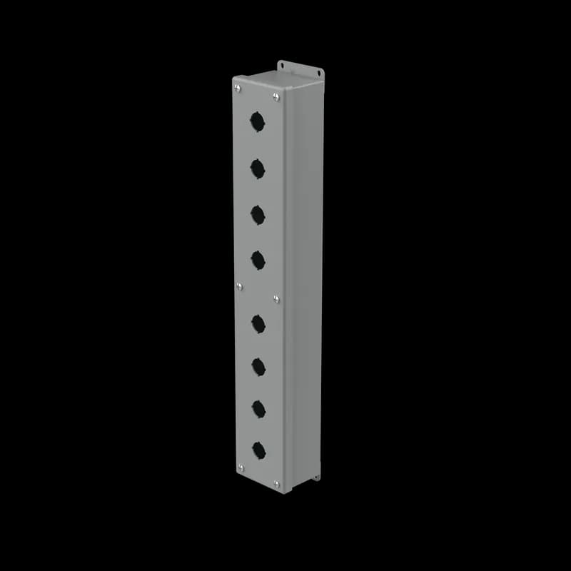 Pushbutton Enclosures Type 12, 8PBx22.5mm, Gray, Steel