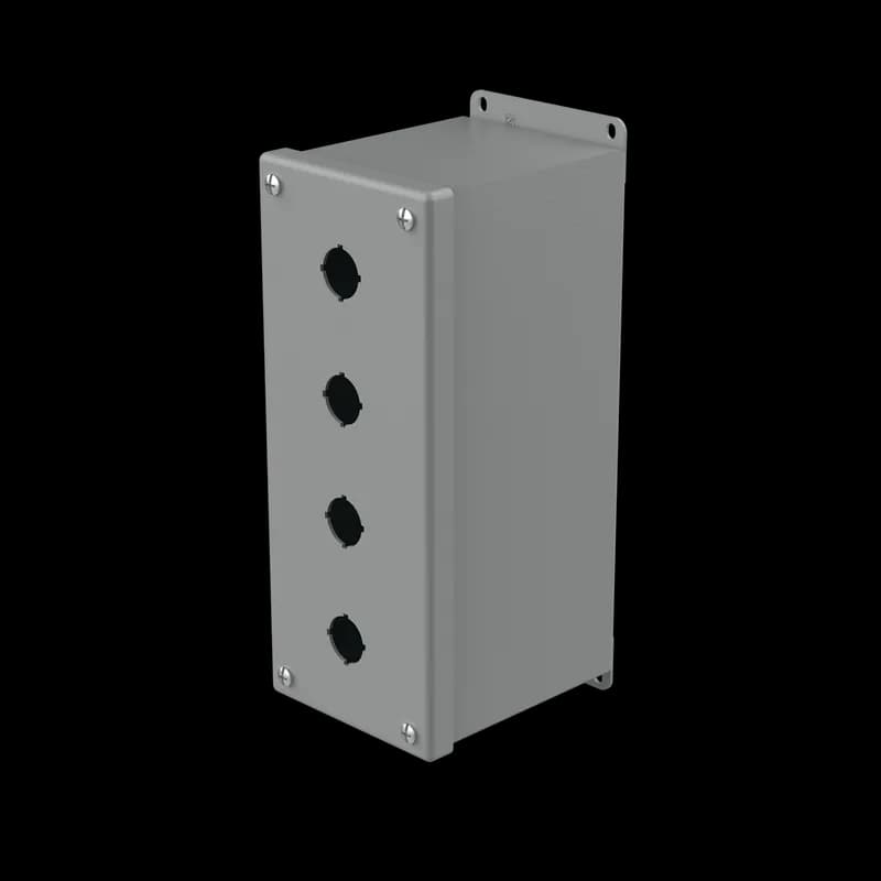 Extra-Deep Pushbutton Portrait Enclosure Type 12, 4PBx22.5mm, Gray, Steel