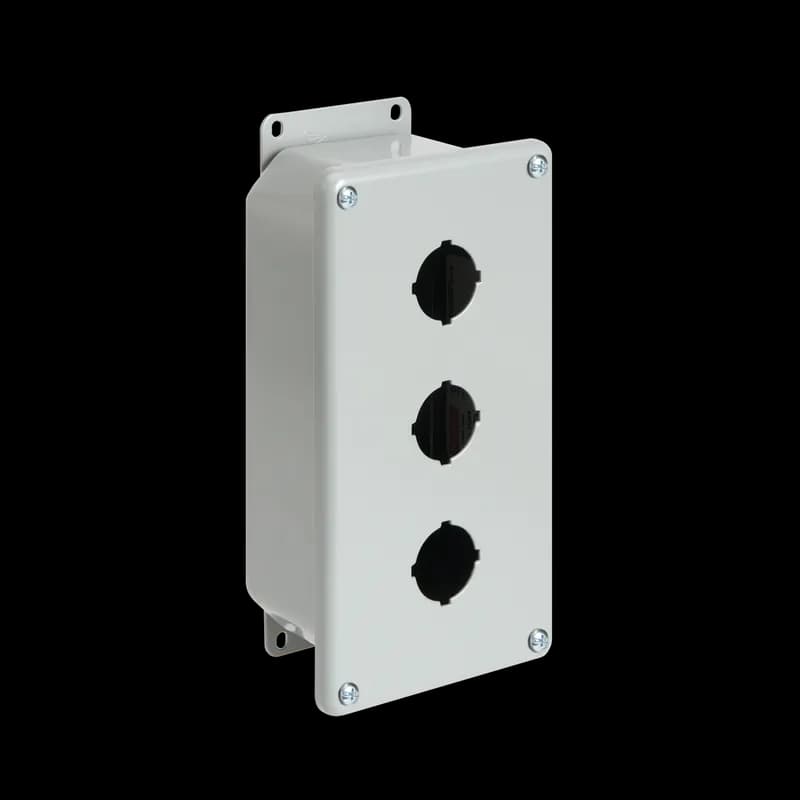 Deep Pushbutton Enclosures Type 12, 3PB x 22.5mm, Gray, Steel