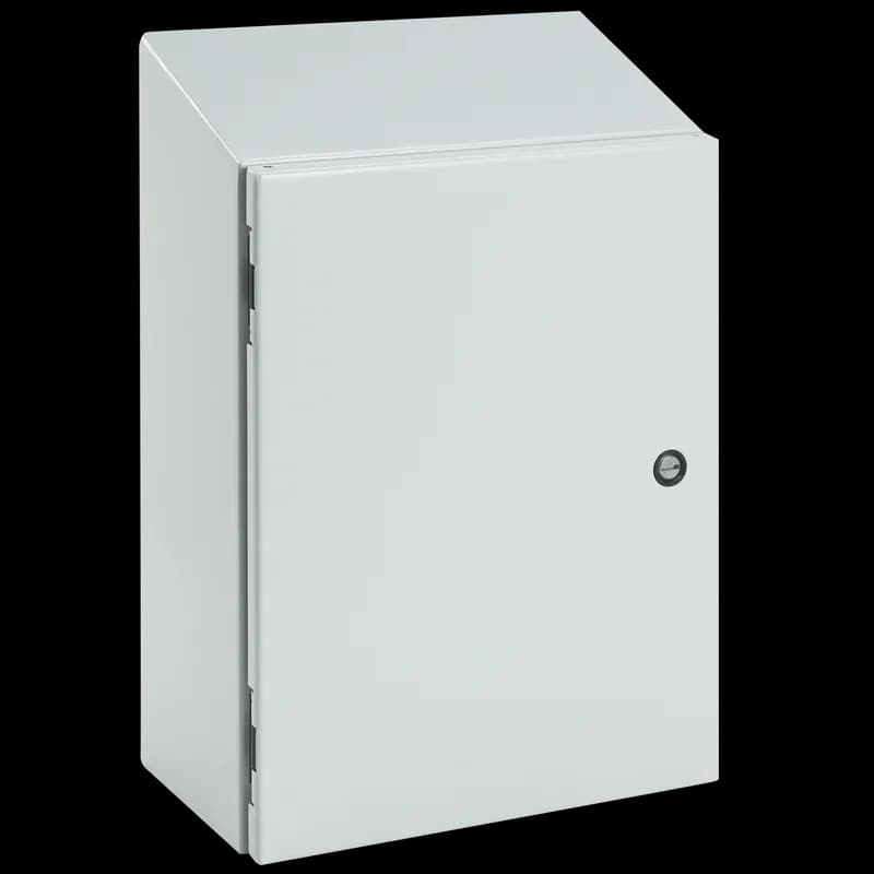 Concept Sloped-Top Enclosure Type 4, 16.00x16.00x8.00, Light Gray, Mild Steel