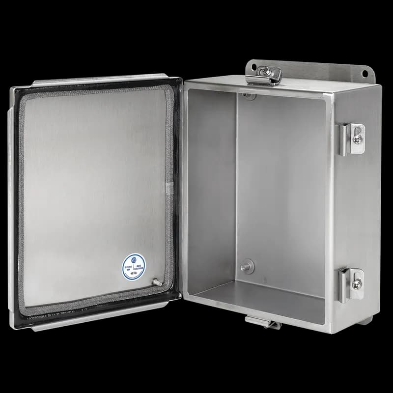 Continuous Hinge with Clamps Junction Box EMC Type 4X, 16x14x6, Brushed, SS304