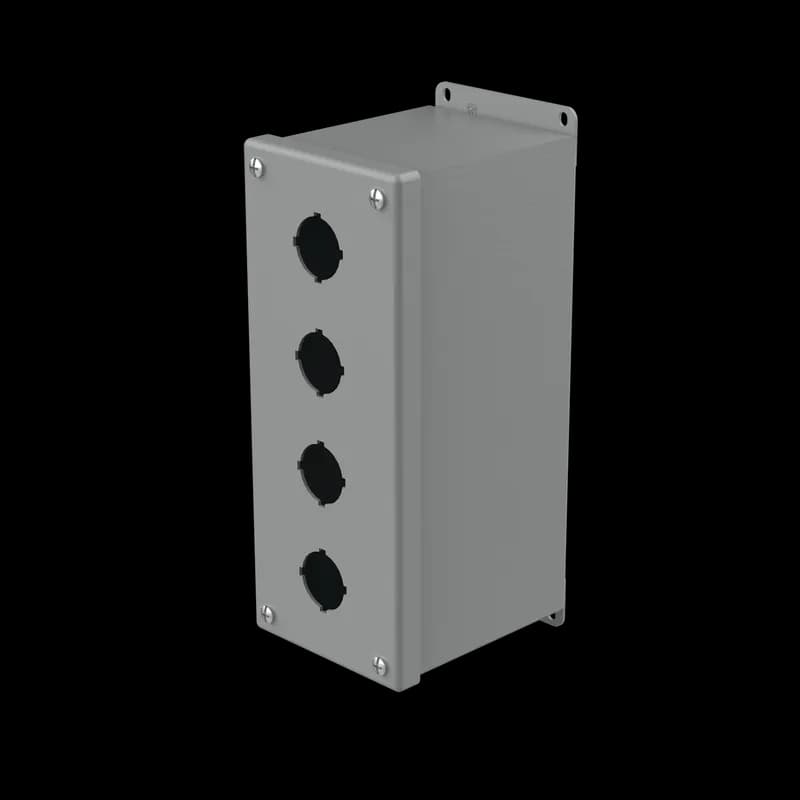 Extra-Deep Pushbutton Enclosure Type 12, 4PBx30.5mm, Gray, Steel