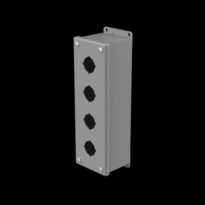 Pushbutton Enclosures Type 12, 4PBx30.5mm, Gray, Steel