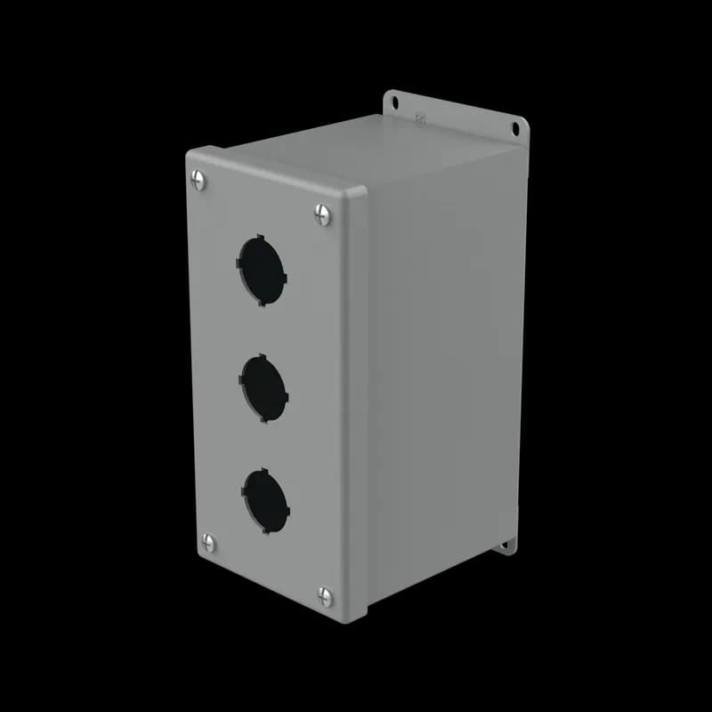 Extra-Deep Pushbutton Enclosure Type 12, 3PBx30.5mm, Gray, Steel