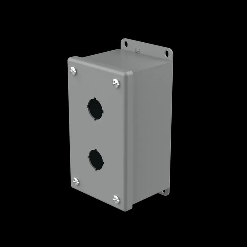 Pushbutton Enclosures Type 12, 2PBx22.5mm, Gray, Steel