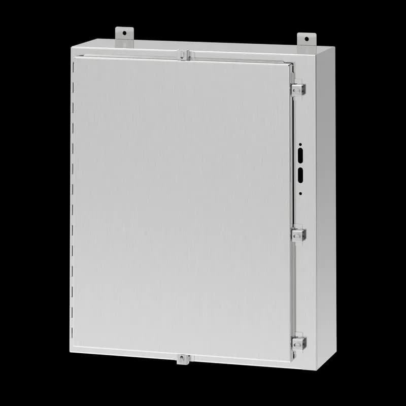 Wallmount Disconnect Enclosure with Clamps Type 4X, 48x37x12, Brushed, SS316