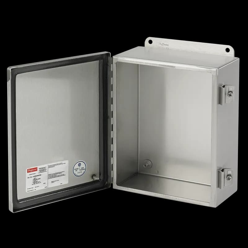 Continuous Hinge with Clamps Junction Box Type 4X, 14x12x6, Brushed, Stainless 316