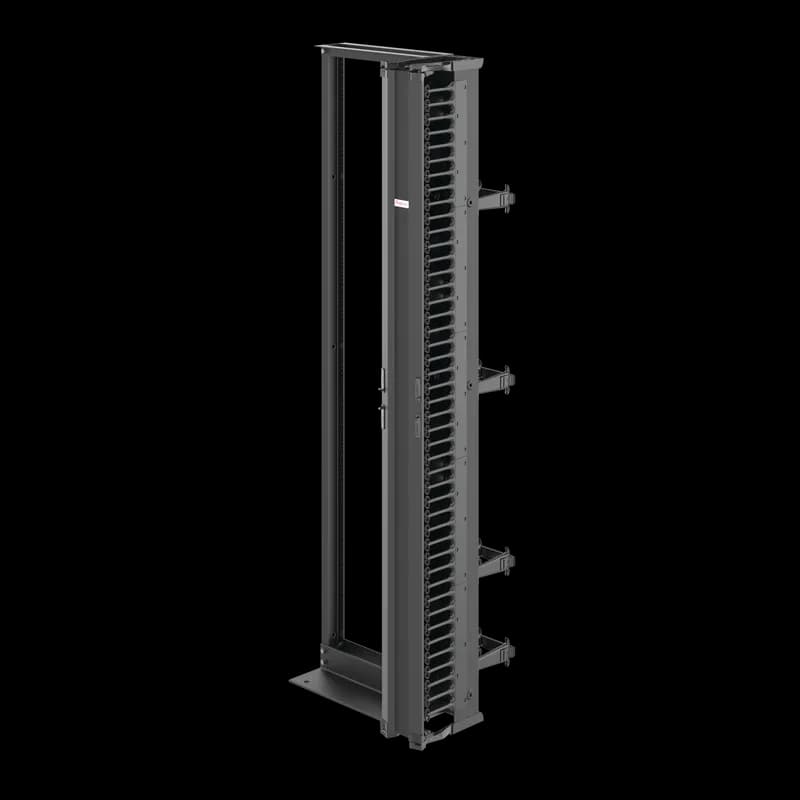 Open Frame Rack 2-Post One Cable Manager, 84x28x18, Black, Aluminum