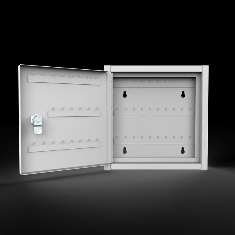 Locking Utility Cabinet with Key Hooks Type 1, 12.00x12.00x2.00, Gray, Steel