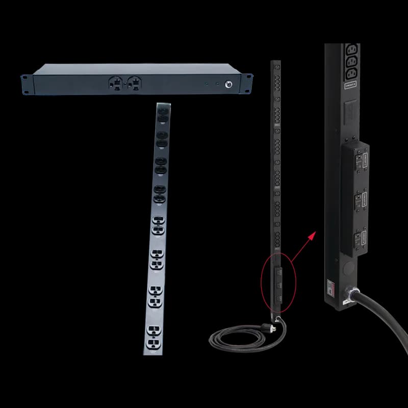 Rack- and Panel-Mount PDU 10 Rec 15A Surge, 19-in length, Black, Steel