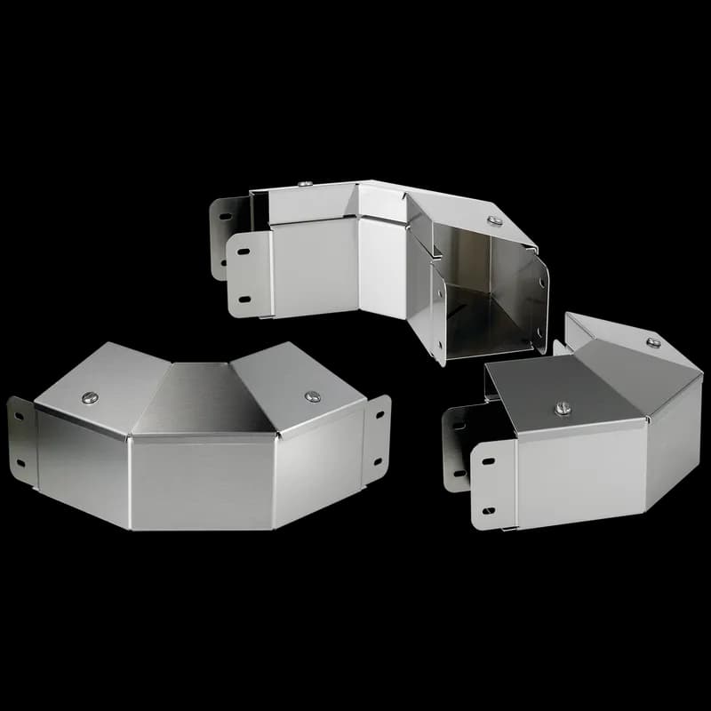 90-Degree Elbow CT Top Cover Sloped Outward with Tabs, 4.00x4.00, Brushed, SS304