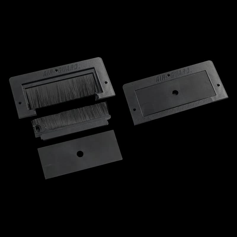 Floor Brush Kit 2-Piece Flush-Mount with Cover, 4.00x10.00, Black, Plastic