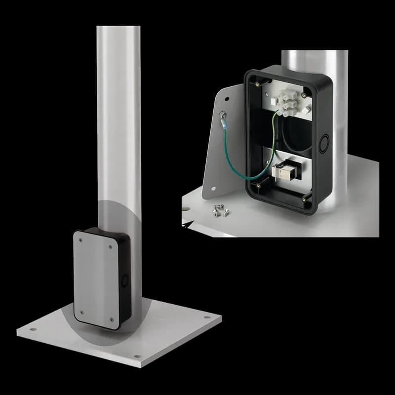 nVent FLOORPOSTSS - Floorpost with Junction Box for Syspend VHDS-Motion Arm, 12x12x74, Brushed, SS304