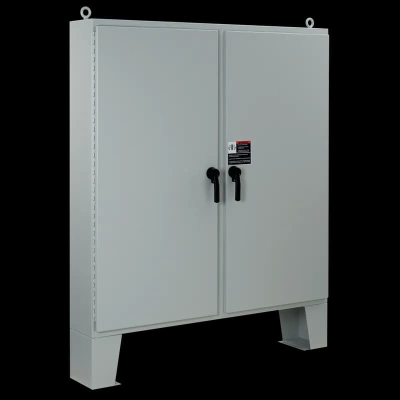 nVent A74H7218LP3PT - Two-Door Floorstand and 3pt Latch Type 4, 74.06x72.06x18.06, Gray, Steel