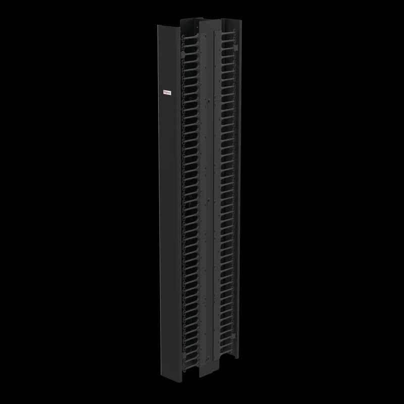 CableTek-EC Vertical Cable Manager Double Finger, 84.00x6.50x20.85, Black, Steel