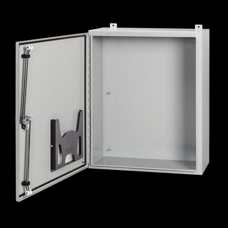 Continuous Hinge Enclosure with 3-Point Latch Type 4, 24x20x8, Gray, Mild Steel