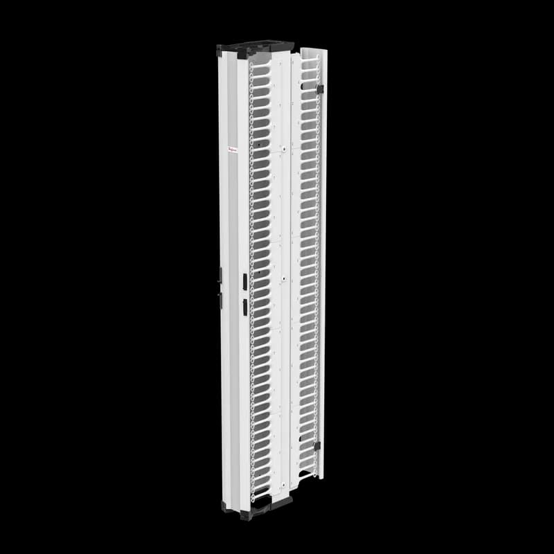 CableTek Vertical Cable Manager Double Fingers, 84.00x7.25x21.20, White, Alum