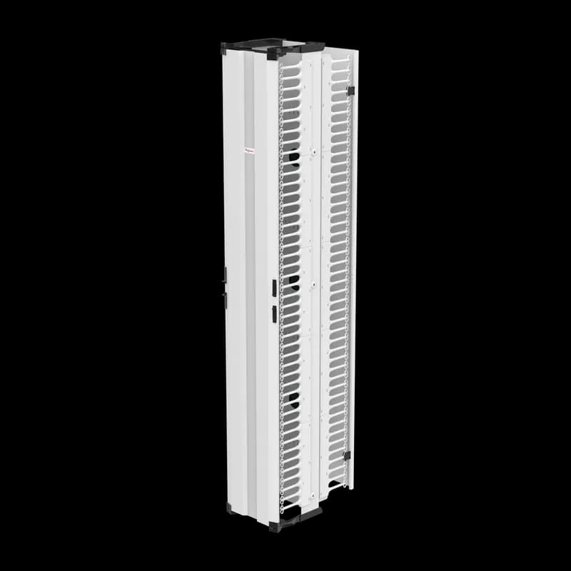 CableTek Vertical Cable Manager Double Fingers, 84.00x13.25x21.20, White, Alum