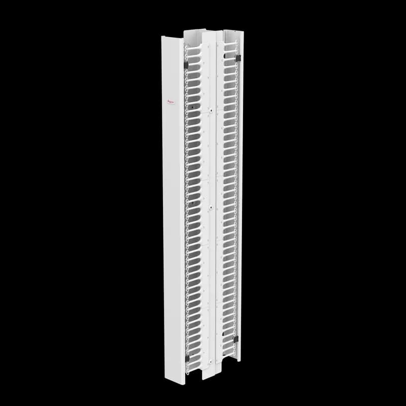 CableTek-EC Vertical Cable Manager Double Finger, 84.00x6.50x20.85, White, Steel
