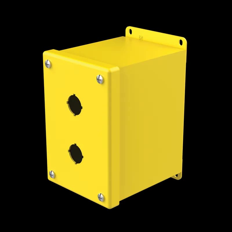 Extra-Deep Pushbutton Enclosure Type 12, 2PBx22.5mm, Safety Yellow, Steel