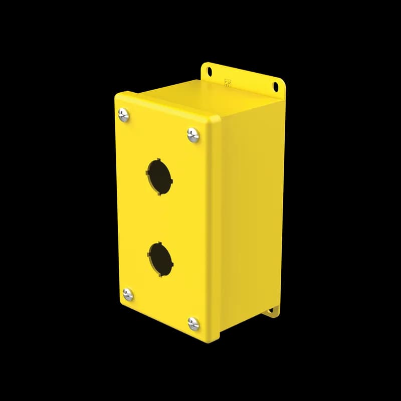 Pushbutton Enclosures Type 12, 2PBx22.5mm, Safety Yellow, Steel