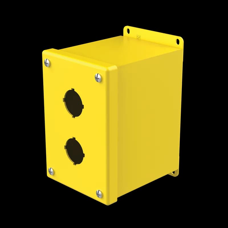 Extra-Deep Pushbutton Enclosure Type 12, 2PBx30.5mm, Safety Yellow, Steel