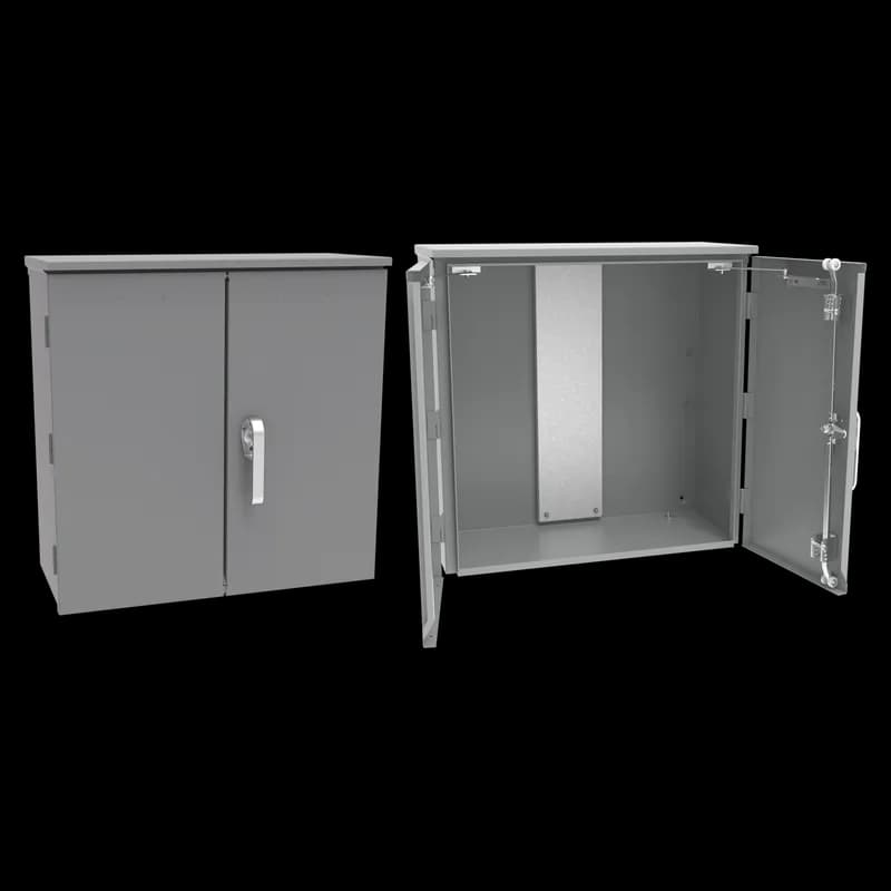 CT Cabinet 2-Door with Steel Foot-Mount Panel Type 3R, 48x48x14, Gray, Steel