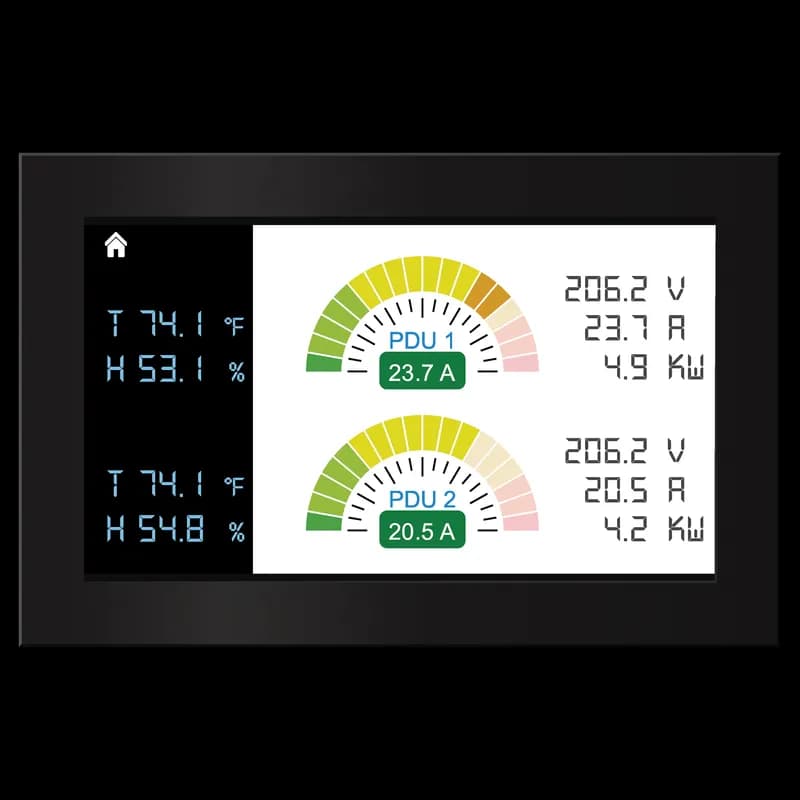 Door-Mount PDU 4.3-inch LCD Display, 5.24x3.54x0.67, Black, Plastic