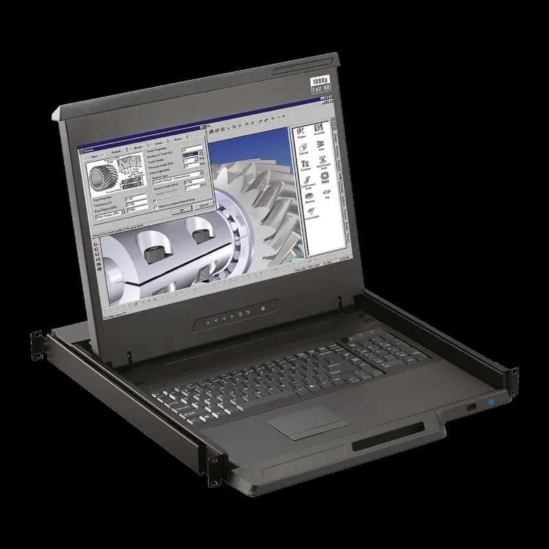 Rack-Mount LCD Console Drawer, LCD Wide Screen, Black, Steel