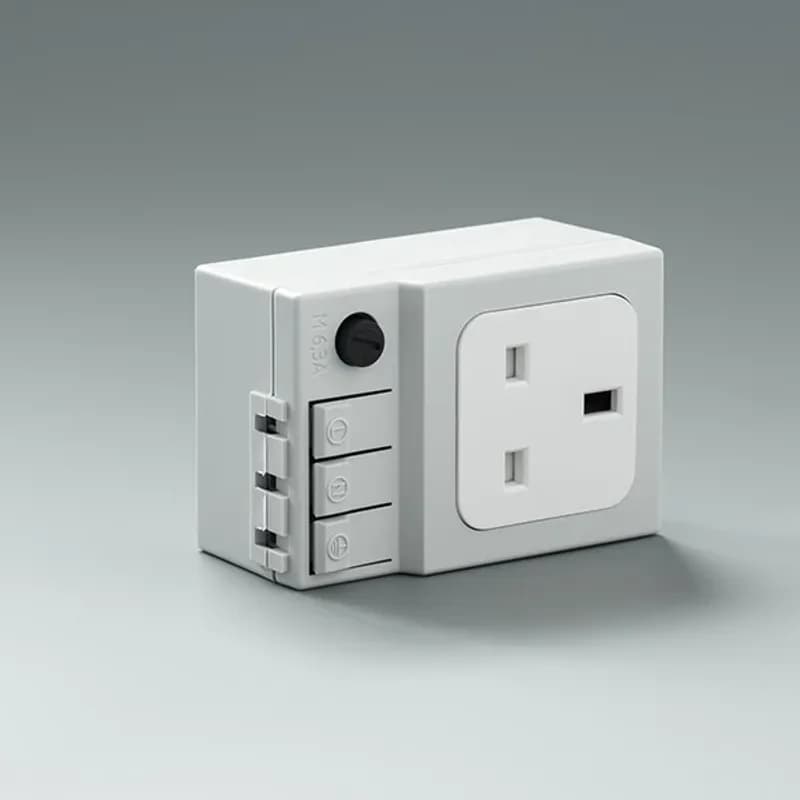Socket with fuse UK, DIN rail mounting, plastic UL approved