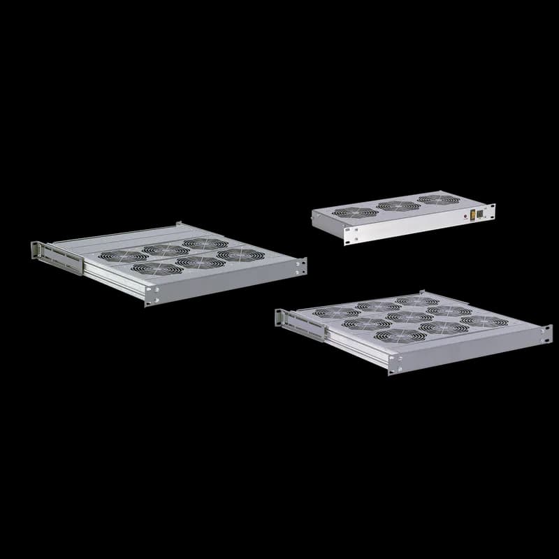 Rack-Mountable Fan Assemblies, 630CFM 230V, Lt Gray, Steel