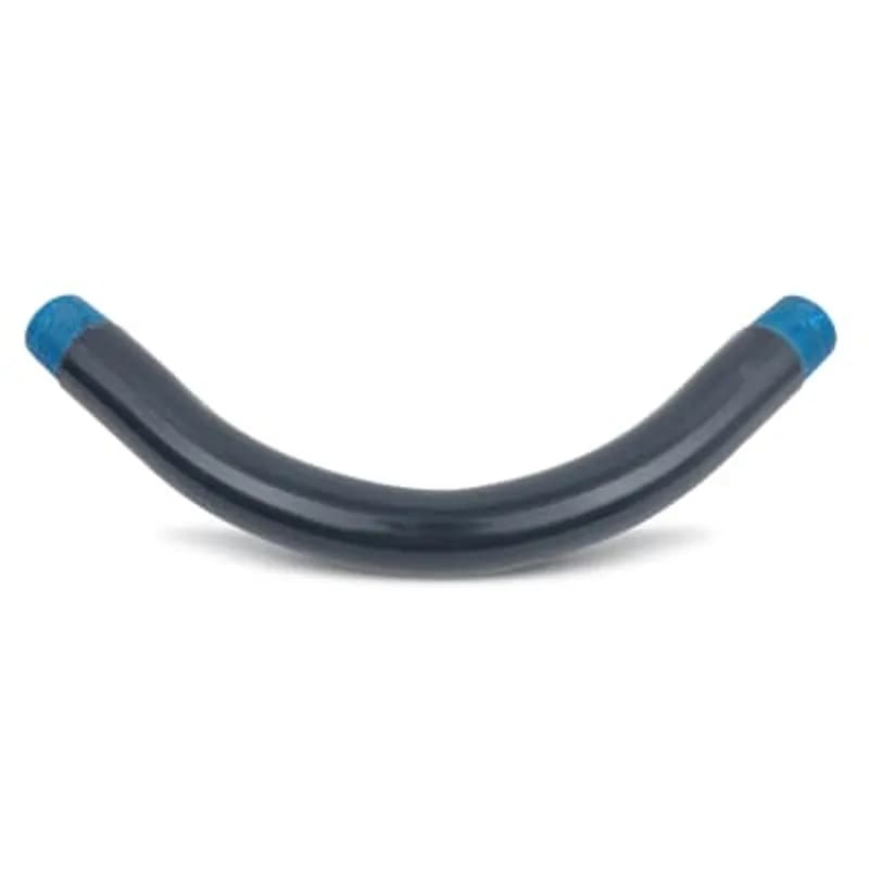 Standard Radius Elbow, 40 Mil PVC Coated, Pipe Size 3 Inch/78 Metric, Angle 90 Degrees, Radius 13 Inch/330.20 Millimeters, Offset 16-1/2 Inch/419.10 Millimeters, Straight End 3-1/2 Inch/88.90 Millimeters, Unbent Length 27.42 Inch/696.48 Millimeters, Rigid Aluminum, Gray