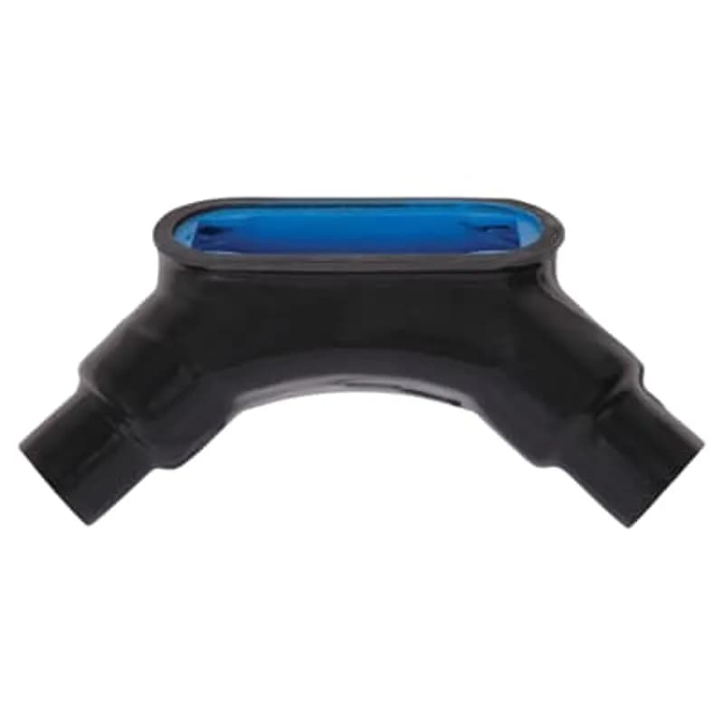 PVC Coated Conduit Body, Type LU, Form 7, Size 1/2 Inch/16 Metric, Iron, Dark Gray