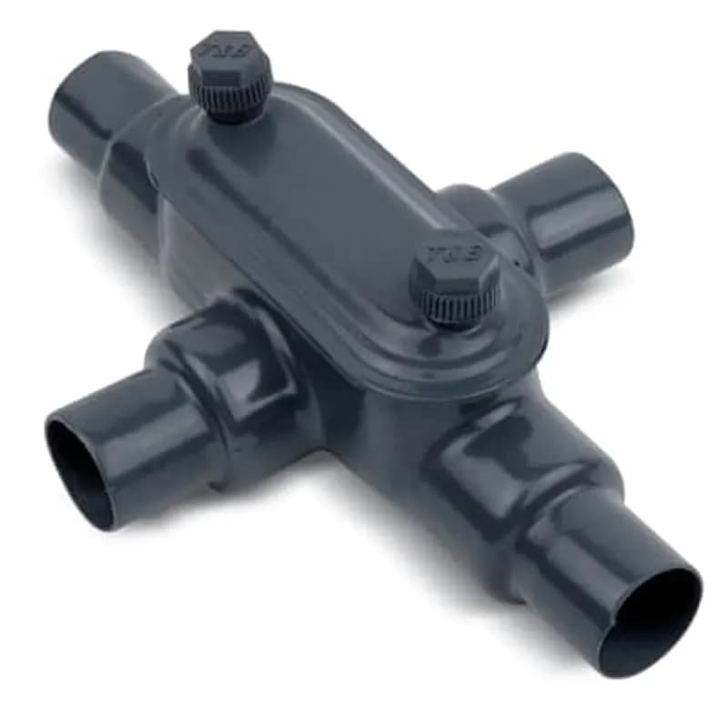 PVC Coated Conduit Body, X Type, Form 7, Size 1-1/2 Inch/41 Metric, Iron,Dark Gray