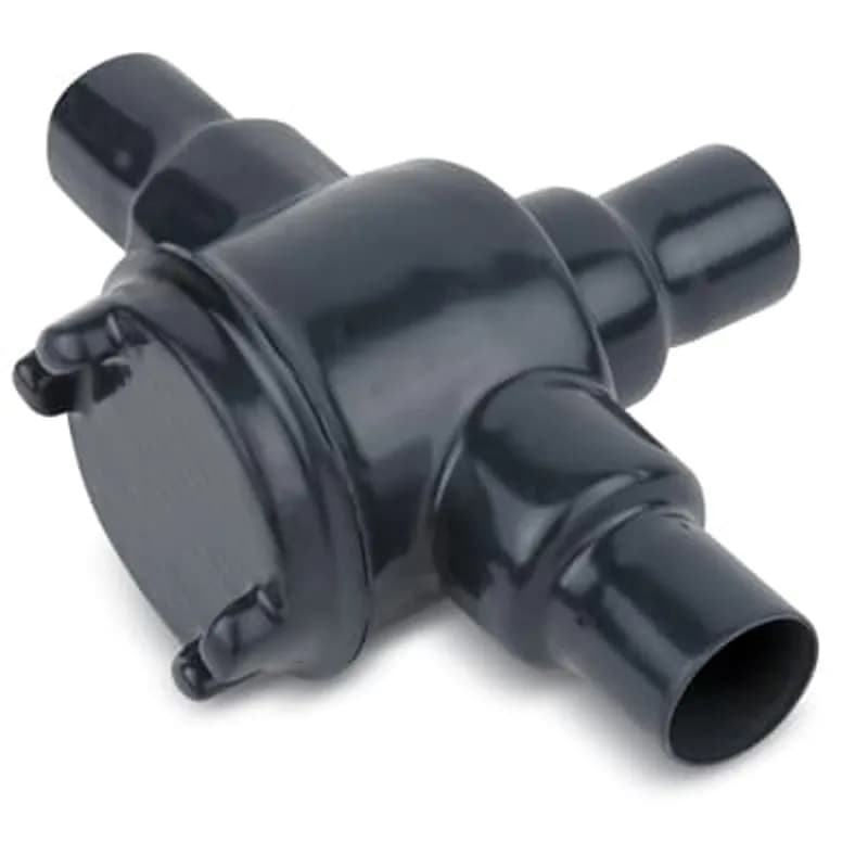 ABB - Installation Products GUAD24-G - PVC Double-Coated Conduit Outlet Box for Hazardous Locations, GUAD Type - T Shape, Pipe Size 3/4 Inch/21 Metric, Box is Ductile Iron with Zinc Plating, Cover is Die Cast Aluminum, Cover Opening 2.00 Inch/50.80 Millimeters, Gray