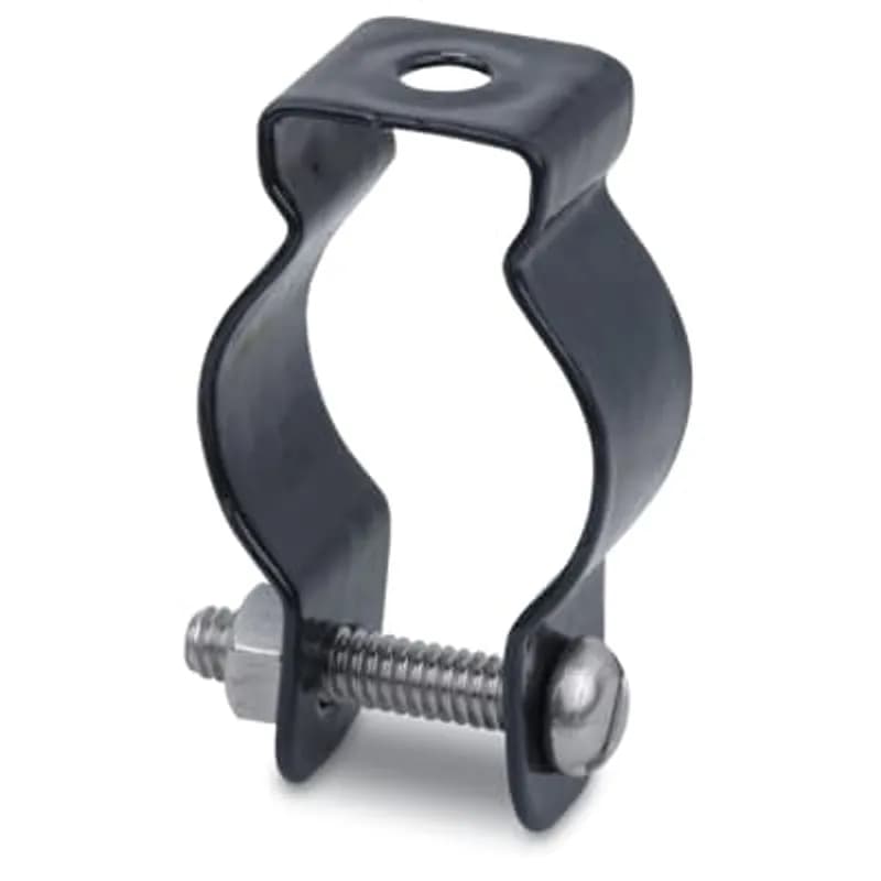 PVC Coated Mini Conduit Hanger, Pipe Size 1-1/4 Inch/35 Metric, Rated for Loads up to 500 Pounds (226.80 Kilgrams) with a Safety Factor of Three, Includes Stainless Steel Bolt and Nut, White