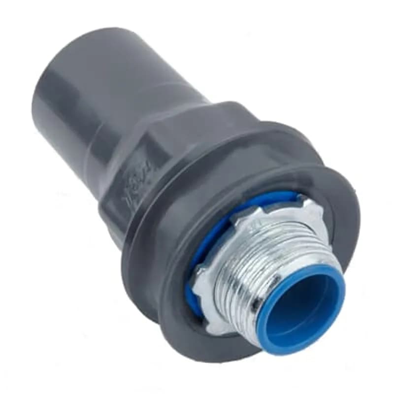 ABB - Installation Products ST2-G - PVC Coated Liquitight Conduit Connector, Straight, Pipe Size 2 Inch/53 Metric, Minimum .040 Inch (40 mil) PVC Coating on Exterior, Steel Fitting, Dark Gray