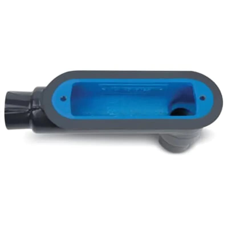 PVC Double-Coated Mogul Conduit Body, Back Opening, Pipe Size 2 Inch/53 Metric, Body and Cover Gray Iron with Electro Galvanized Finish, Dark Gray