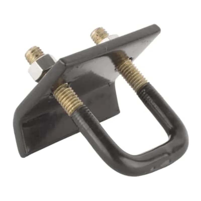 Clamp, Channel to Beam, Height 3-3/16 Inches, Plate Width 3 Inches, Plate Length 2-3/8 Inches, Plate Thickness 13/16 Inch, Steel, For use with A-1200, B-1200, C-1200, A-1400, B-1400 and B-1402 Series Channels, PVC Coated Gray