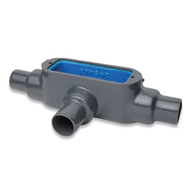 PVC Coated Conduit Body, TB Type, Form 8, Size 1-1/2 Inch/41 Metric, Iron, Light Blue